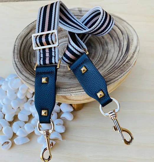 Stripes Black and Beige Bag Strap