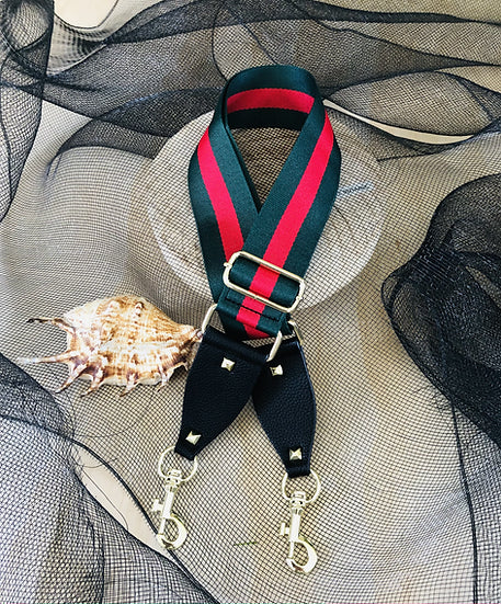 Green & Red Stripe Bag Strap