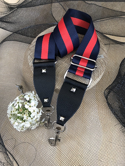 Navy & Red Stripe Bag Strap