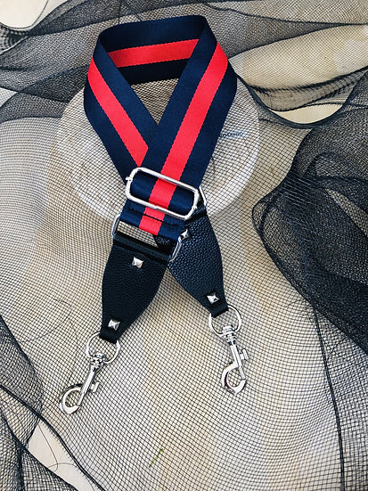 Navy & Red Stripe Bag Strap